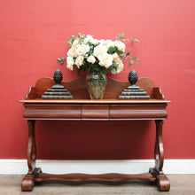 Load image into Gallery viewer, Antique English Mahogany Hall Table or Side, Sofa Table with a single Drawer and Shaped Backboard. B12202
