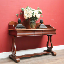 Load image into Gallery viewer, Antique English Mahogany Hall Table or Side, Sofa Table with a single Drawer and Shaped Backboard. B12202
