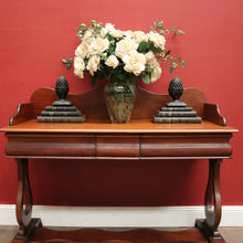 Load image into Gallery viewer, Antique English Mahogany Hall Table or Side, Sofa Table with a single Drawer and Shaped Backboard. B12202
