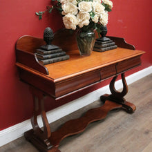 Load image into Gallery viewer, Antique English Mahogany Hall Table or Side, Sofa Table with a single Drawer and Shaped Backboard. B12202
