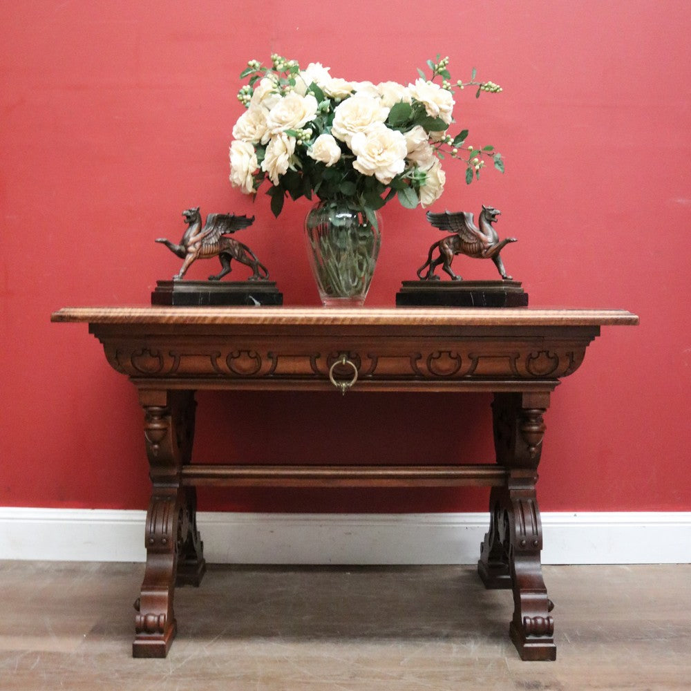 Antique French Walnut Desk or Hall, Sofa, Side Table with a Drawer, Paris France. B12204