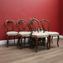 Load image into Gallery viewer, Set of Eight Antique English Mahogany and Fabric Dining or Kitchen Chairs. B12207
