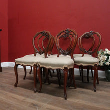 Load image into Gallery viewer, Set of Eight Antique English Mahogany and Fabric Dining or Kitchen Chairs. B12207
