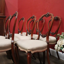 Load image into Gallery viewer, Set of Eight Antique English Mahogany and Fabric Dining or Kitchen Chairs. B12207
