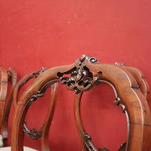 Load image into Gallery viewer, Set of Eight Antique English Mahogany and Fabric Dining or Kitchen Chairs. B12207
