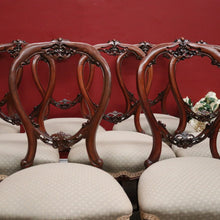 Load image into Gallery viewer, Set of Eight Antique English Mahogany and Fabric Dining or Kitchen Chairs. B12207
