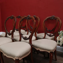 Load image into Gallery viewer, Set of Eight Antique English Mahogany and Fabric Dining or Kitchen Chairs. B12207
