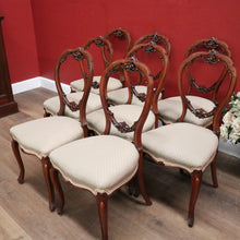 Load image into Gallery viewer, Set of Eight Antique English Mahogany and Fabric Dining or Kitchen Chairs. B12207
