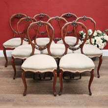 Load image into Gallery viewer, Set of Eight Antique English Mahogany and Fabric Dining or Kitchen Chairs. B12207
