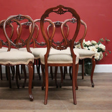 Load image into Gallery viewer, Set of Eight Antique English Mahogany and Fabric Dining or Kitchen Chairs. B12207
