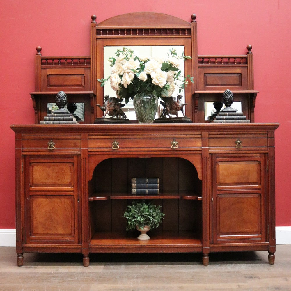 Antique Australian Cedar Sideboard with Mirror Back and Storage Below. B12209