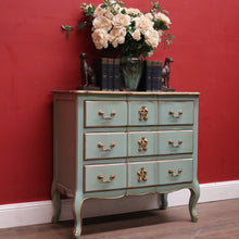 Load image into Gallery viewer, Hand-Painted Turquoise and Gilt Marie Antoinette Chest of Drawers or Three Drawer Chest. B12212
