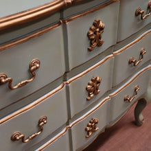 Load image into Gallery viewer, Hand-Painted Turquoise and Gilt Marie Antoinette Chest of Drawers or Three Drawer Chest. B12212
