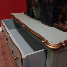 Load image into Gallery viewer, Hand-Painted Turquoise and Gilt Marie Antoinette Chest of Drawers or Three Drawer Chest. B12212
