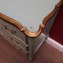 Load image into Gallery viewer, Hand-Painted Turquoise and Gilt Marie Antoinette Chest of Drawers or Three Drawer Chest. B12212
