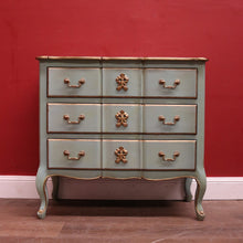 Load image into Gallery viewer, Hand-Painted Turquoise and Gilt Marie Antoinette Chest of Drawers or Three Drawer Chest. B12212
