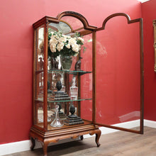 Load image into Gallery viewer, Antique English Walnut and Glass Dome Top Single Door China Cabinet Display Case. B12214
