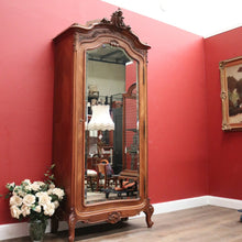 Load image into Gallery viewer, Antique French Walnut and Bevelled Glass Mirror Door Linen Press or Storage Cabinet. B12218
