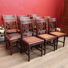 Load image into Gallery viewer, Antique Australian Cedar Dining Chairs or Kitchen Chairs including carvers. B12225
