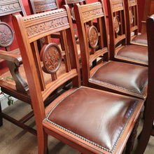 Load image into Gallery viewer, Antique Australian Cedar Dining Chairs or Kitchen Chairs including carvers. B12225
