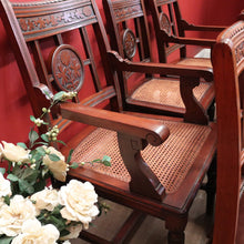 Load image into Gallery viewer, Antique Australian Cedar Dining Chairs or Kitchen Chairs including carvers. B12225
