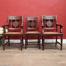 Load image into Gallery viewer, Antique Australian Cedar Dining Chairs or Kitchen Chairs including carvers. B12225
