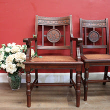 Load image into Gallery viewer, Antique Australian Cedar Dining Chairs or Kitchen Chairs including carvers. B12225
