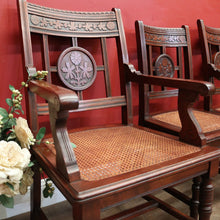 Load image into Gallery viewer, Antique Australian Cedar Dining Chairs or Kitchen Chairs including carvers. B12225
