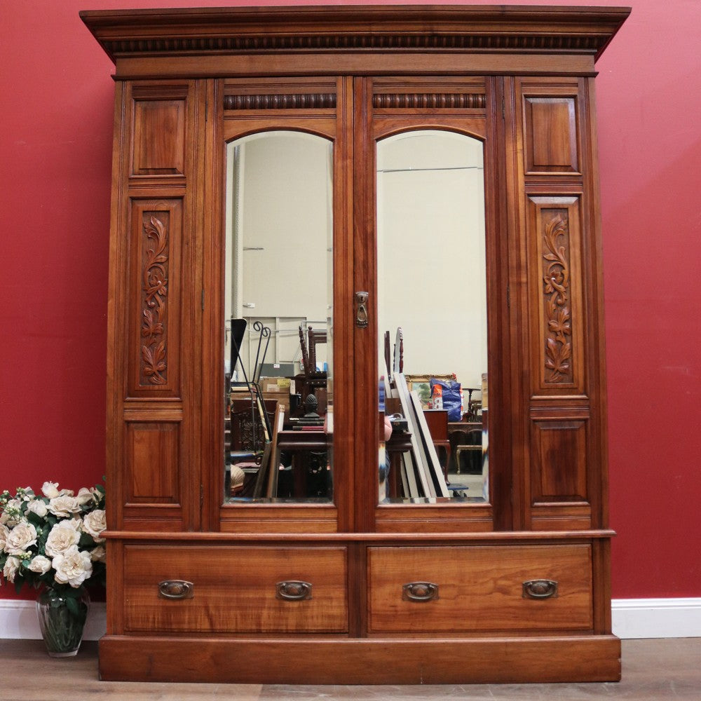 Antique Australian Blackwood and Bevelled Mirror Wardrobe, Cloak Cupboard or Hall Cabinet. B12226