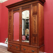 Load image into Gallery viewer, Antique Australian Blackwood and Bevelled Mirror Wardrobe, Cloak Cupboard or Hall Cabinet. B12226
