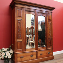 Load image into Gallery viewer, Antique Australian Blackwood and Bevelled Mirror Wardrobe, Cloak Cupboard or Hall Cabinet. B12226
