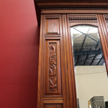 Load image into Gallery viewer, Antique Australian Blackwood and Bevelled Mirror Wardrobe, Cloak Cupboard or Hall Cabinet. B12226
