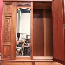 Load image into Gallery viewer, Antique Australian Blackwood and Bevelled Mirror Wardrobe, Cloak Cupboard or Hall Cabinet. B12226
