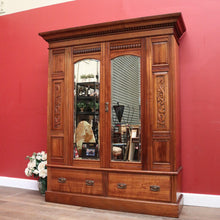 Load image into Gallery viewer, Antique Australian Blackwood and Bevelled Mirror Wardrobe, Cloak Cupboard or Hall Cabinet. B12226
