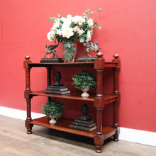 Load image into Gallery viewer, Antique Australian Cedar Three Tier Dumb Waiter or Server. Use as TV Stand. B12223
