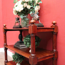 Load image into Gallery viewer, Antique Australian Cedar Three Tier Dumb Waiter or Server. Use as TV Stand. B12223
