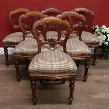 Load image into Gallery viewer, Set of 6 Antique English Mahogany Dining or Kitchen Chairs - Balloon Backs. B12221
