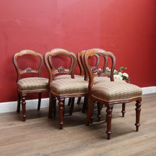 Load image into Gallery viewer, Set of 6 Antique English Mahogany Dining or Kitchen Chairs - Balloon Backs. B12221
