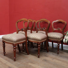 Load image into Gallery viewer, Set of 6 Antique English Mahogany Dining or Kitchen Chairs - Balloon Backs. B12221
