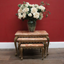 Load image into Gallery viewer, A Set of Three Nesting Tables, Marble and Brass Lamp or Side Tables. B12227
