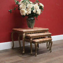 Load image into Gallery viewer, A Set of Three Nesting Tables, Marble and Brass Lamp or Side Tables. B12227
