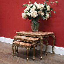 Load image into Gallery viewer, A Set of Three Nesting Tables, Marble and Brass Lamp or Side Tables. B12227
