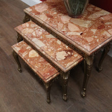 Load image into Gallery viewer, A Set of Three Nesting Tables, Marble and Brass Lamp or Side Tables. B12227
