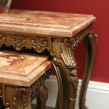 Load image into Gallery viewer, A Set of Three Nesting Tables, Marble and Brass Lamp or Side Tables. B12227
