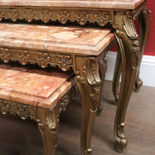 Load image into Gallery viewer, A Set of Three Nesting Tables, Marble and Brass Lamp or Side Tables. B12227
