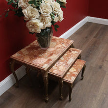 Load image into Gallery viewer, A Set of Three Nesting Tables, Marble and Brass Lamp or Side Tables. B12227
