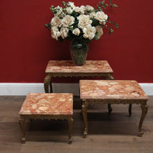 Load image into Gallery viewer, A Set of Three Nesting Tables, Marble and Brass Lamp or Side Tables. B12227
