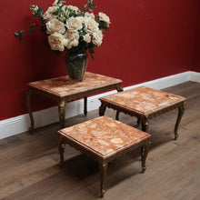 Load image into Gallery viewer, A Set of Three Nesting Tables, Marble and Brass Lamp or Side Tables. B12227
