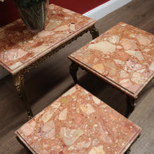 Load image into Gallery viewer, A Set of Three Nesting Tables, Marble and Brass Lamp or Side Tables. B12227
