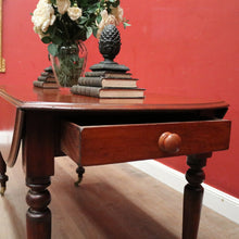 Load image into Gallery viewer, Antique Australian Cedar Drop Leaf Dining or Kitchen Table with Brass Castors. B12228
